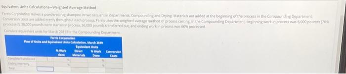  Equivalent Units Calculations-Weighted Average Method Tein. Corporation Med powdered og shampoo