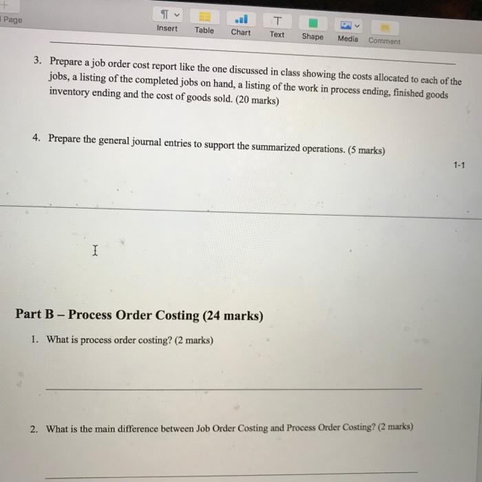 Part A - Job Order Costing (30 marks) Beller Valley Apparel Co.