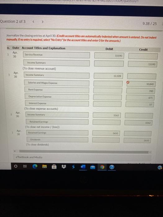  I need help !!! /question/ Question 2 of 3 > 9.38