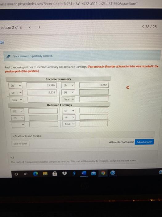 / 25 Journalize the closing entries at April 30. (Credit account titles