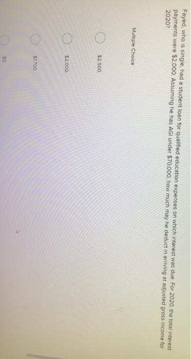  Fayed, who is single, had a student loan for qualified education