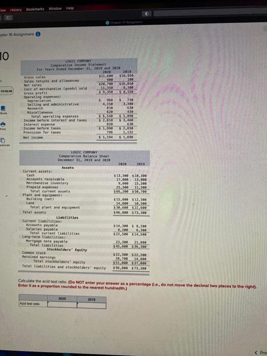  History Bookmarks Window Help ptor 16 Assignment 10 one 333333 LOGIC