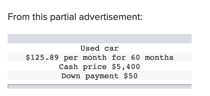 Calculate the APR by formula. (Do not round intermediate calculations. Round