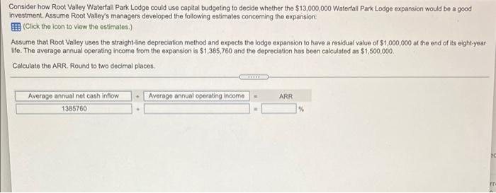  Consider how Root Valley Waterfall Park Lodge could use capital budgeting
