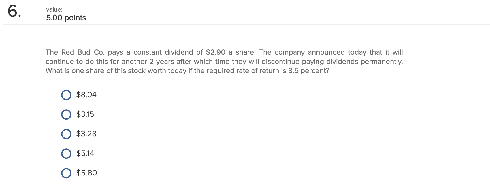 rate in dividends forever. Required: If the required return on the stock