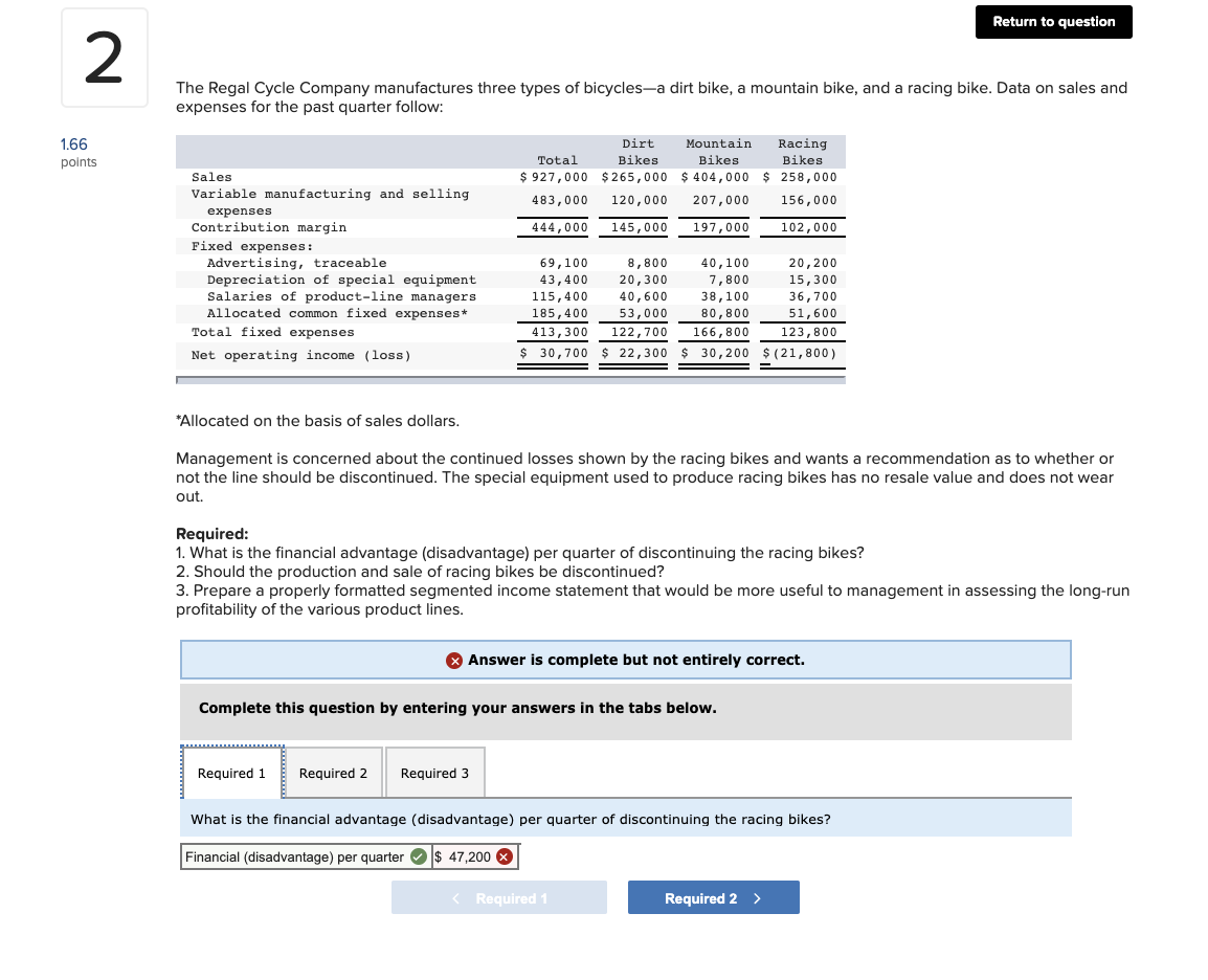 Question has been attempted but was only partially correct. Please Answer all