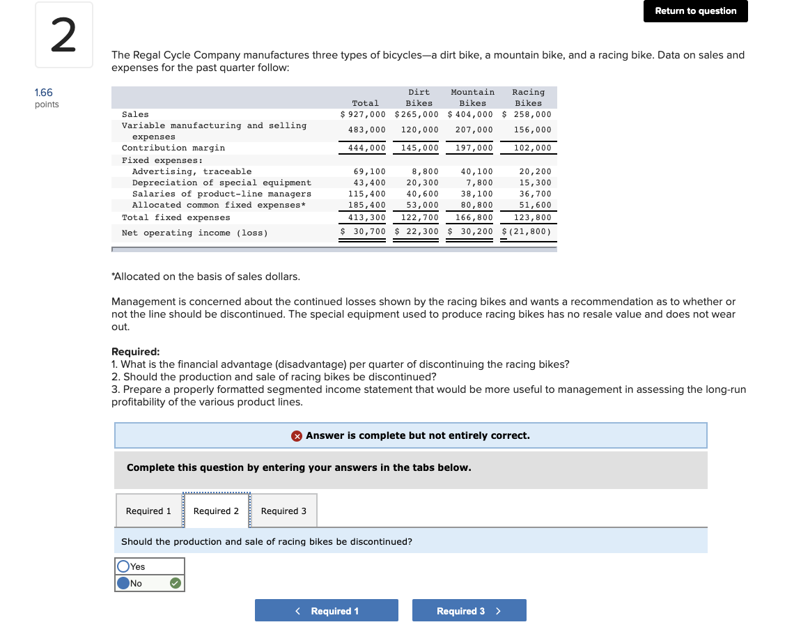 parts of question and show work. Return to question 2 The Regal