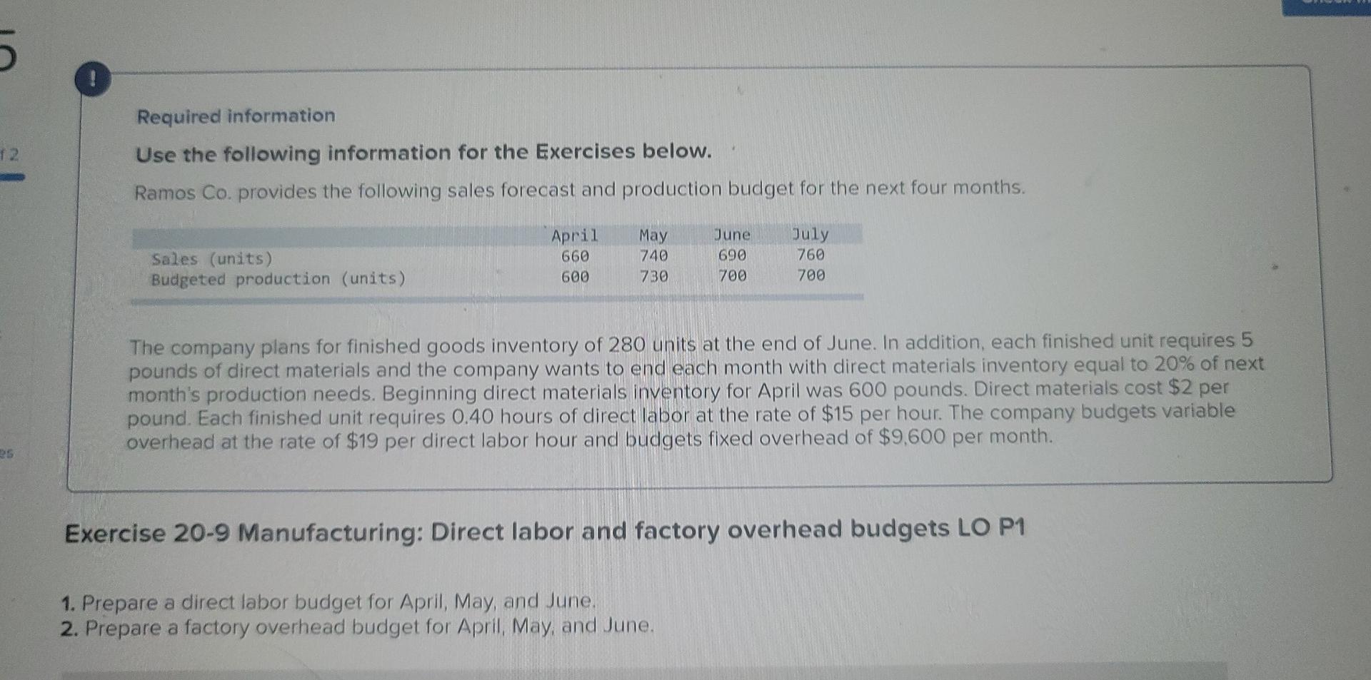  chapter 20 question 15 5 Required information 12 Use the following