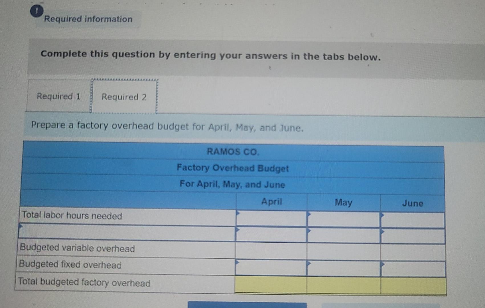 information for the Exercises below. Ramos Co. provides the following sales forecast