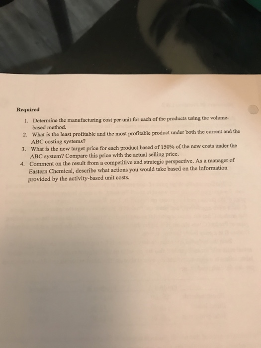 versus ABC Eastern Chemical Company produces the products. The operating results of