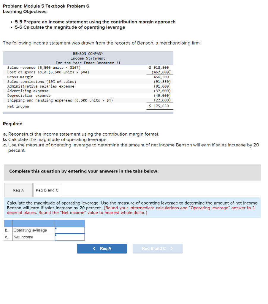 Problem: Module 5 Textbook Problem 6 Learning Objectives: . 5-5 Prepare