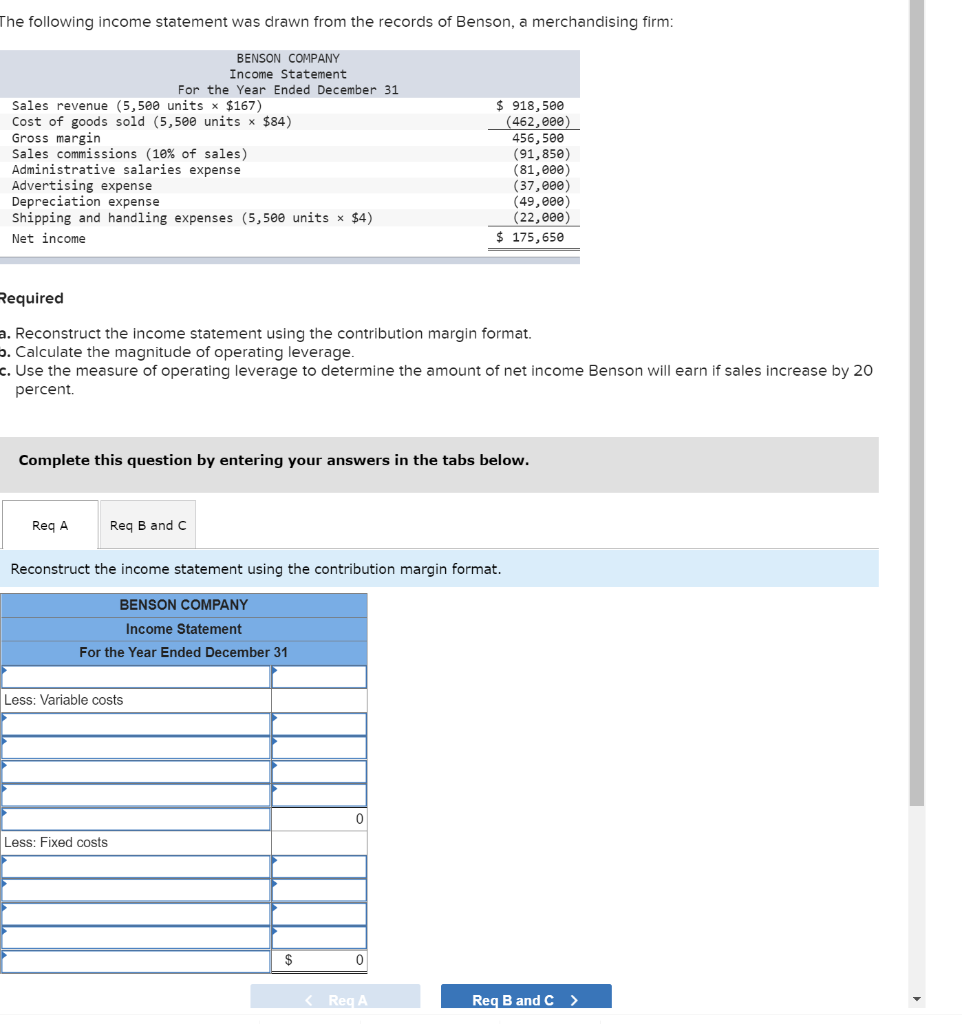 an income statement using the contribution margin approach 5-6 Calculate the magnitude
