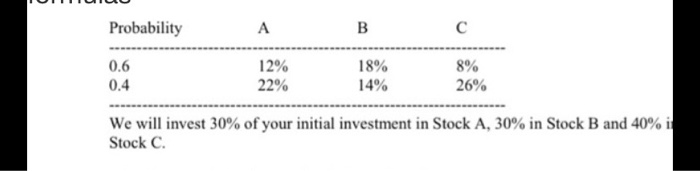 of return for B? (0.1 point) 6. What is variance of Stock