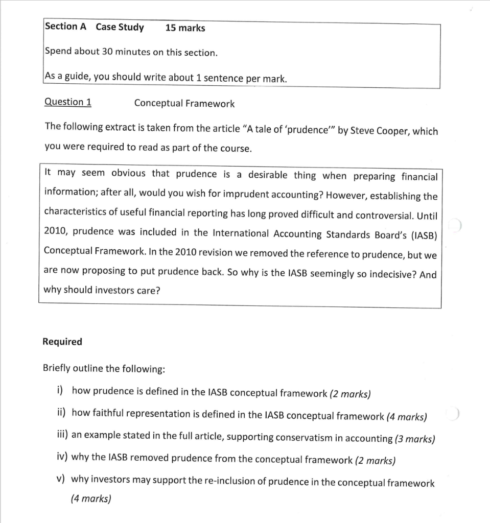 Section A Case Study 15 marks Spend about 30 minutes on