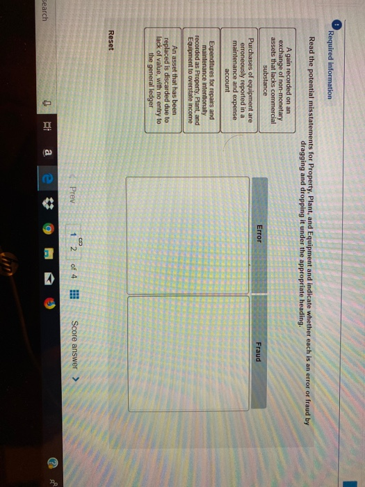 vs. Fraud in Property. Plant, and Equipment 1 of 2 Read the