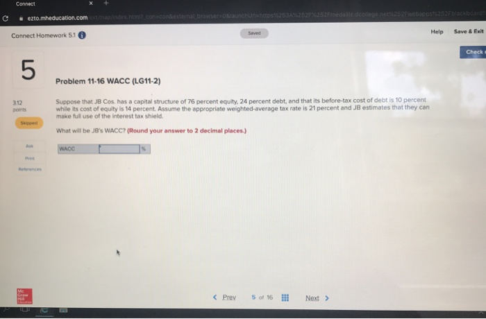  Connect cezto.mheducation.com/marinder trot?.com condoxtemal browser=0aunch Connect Homework 5.10 Saved Help Save