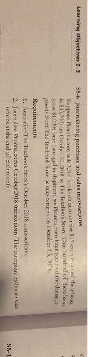 Learning Objectives 2, 3 S5-6 Journalizing purchase and sales transactions Suppose