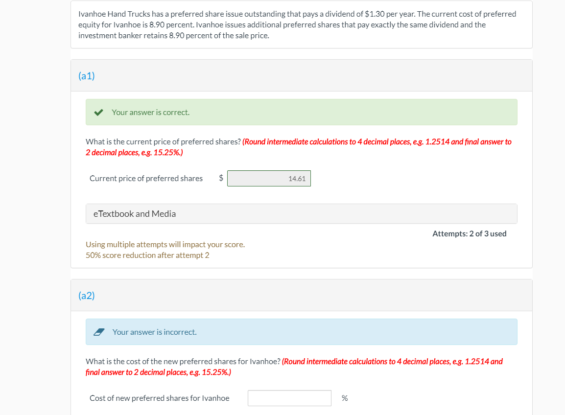 Ivanhoe Hand Trucks has a preferred share issue outstanding that pays