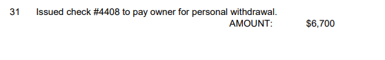 1 Issued check \#4404 for office rent for the current month. (Debit