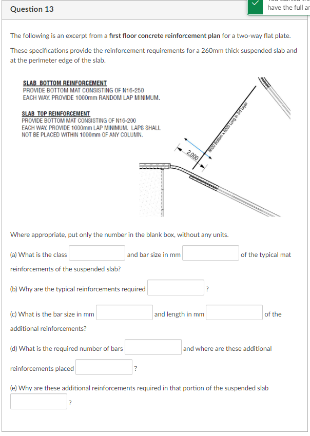 the drawing is not dimensioned and measures 2.25cm from the roof slab