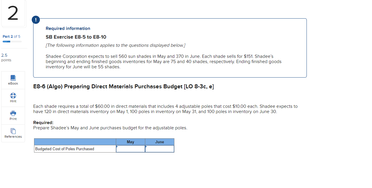  Required information SB Exercise E8-5 to E8-10 [The following information applies