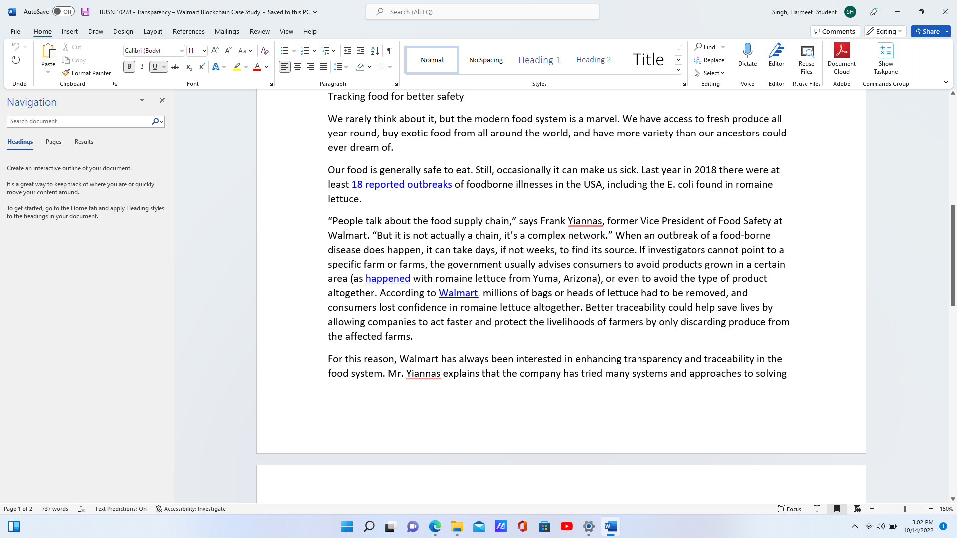 a tutor w AutoSave Off BUSN 10278 - Transparency - Walmart Blockchain