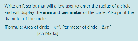 Write an R script that will allow user to enter the
