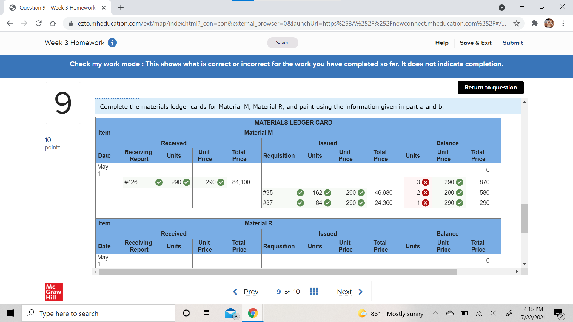 . Week 3 Homework i Saved Help Save & Exit Submit Check