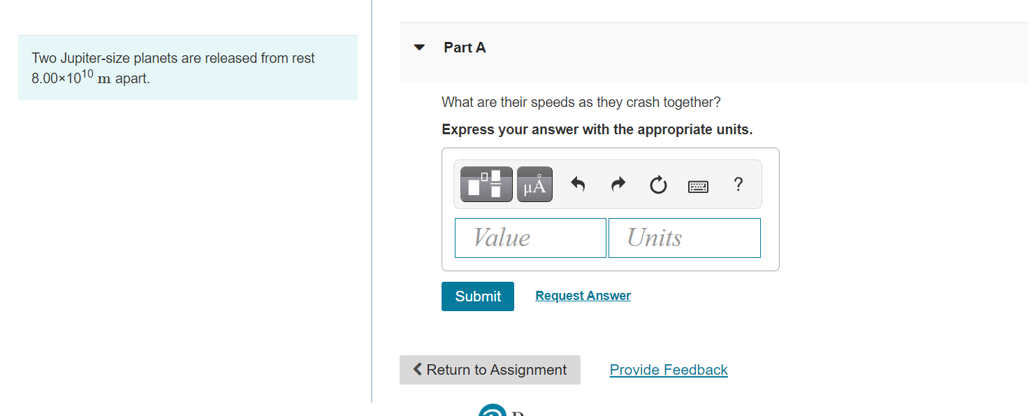 Part A Two Jupiter-size planets are released from rest 8.00x1010 m