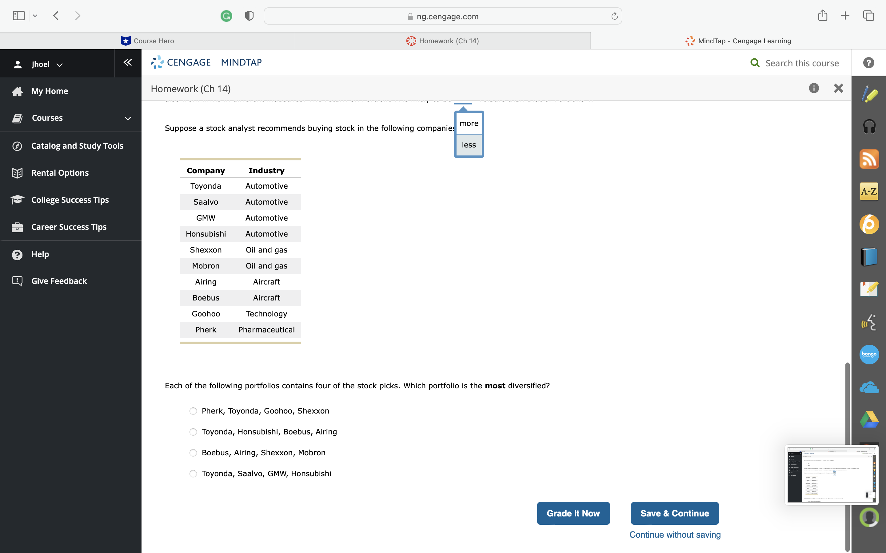 K G ng.cengage.com C + Course Hero Homework (Ch 14) Mind Tap