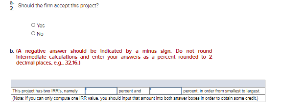 the following cash flows: Year 0 Cash Flow $38,500,000 62.500.000 - 11,500,000