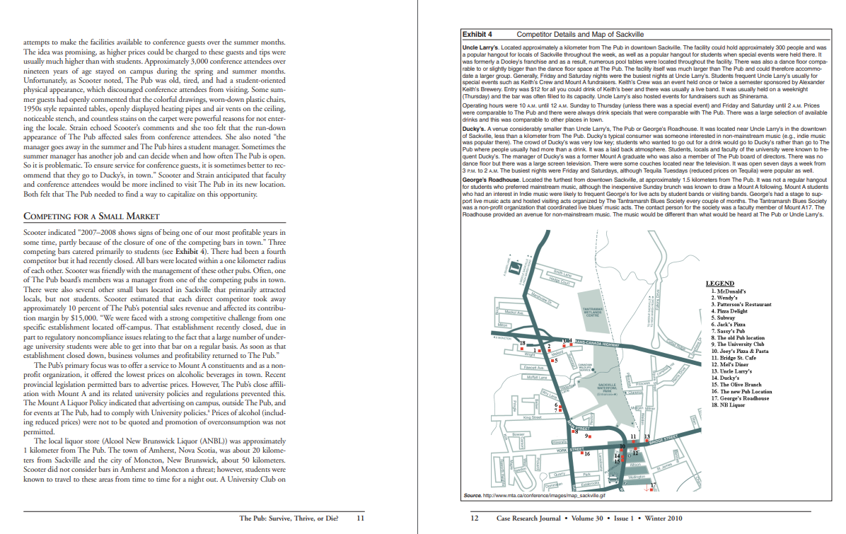 between the bars and the suppliers mentioned in "The Pub" case change