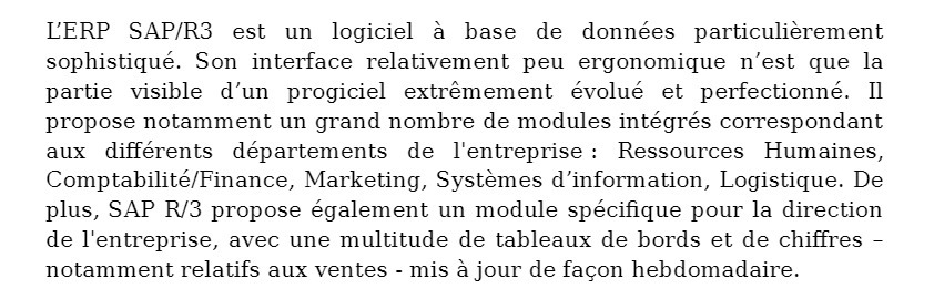 L'ERP SAP/R3 est un logiciel base de donnes particulirement sophistiqu. Son interface