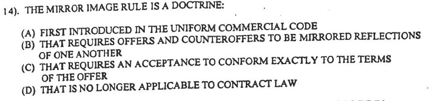 14). THE MIRROR IMAGE RULE IS A DOCTRINE: (A) FIRST INTRODUCED