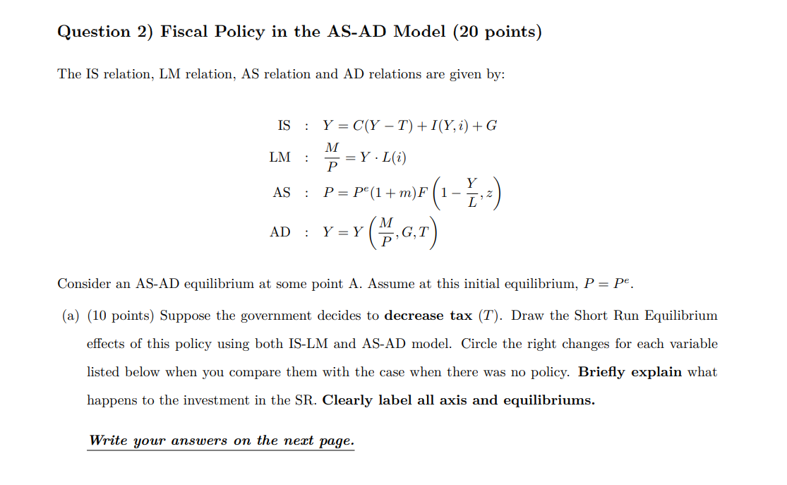 The IS relation, LM relation, AS relation and AD relations are given