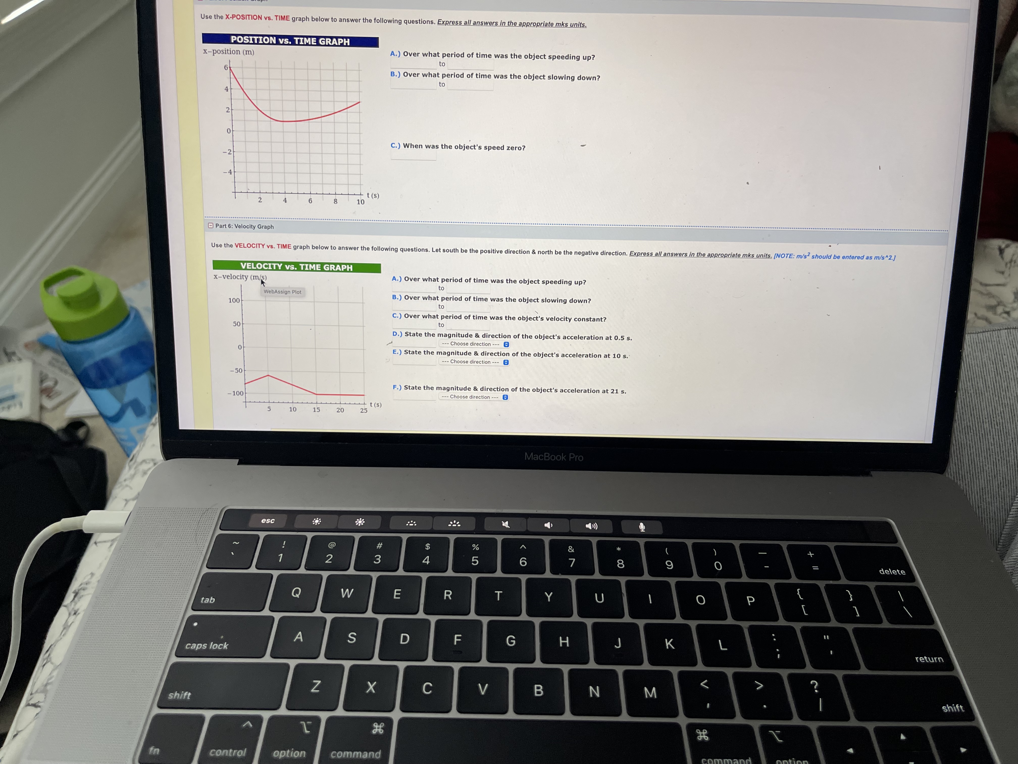 identify all the graphs that show an object MOVING AT A CONSTANT