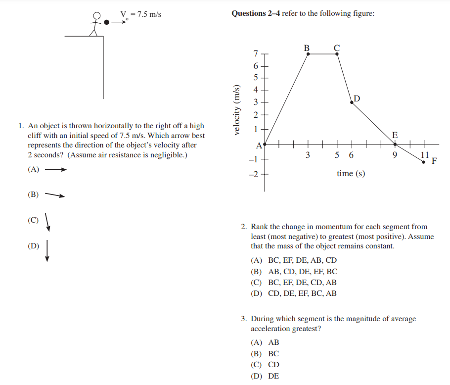 in all problems.V =7.5 m/s Questions 2-4 refer to the following figure: