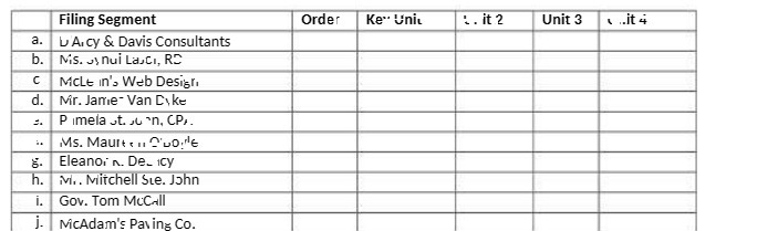 Filing Segment Order Ke" Unit . . it 2 Unit 3