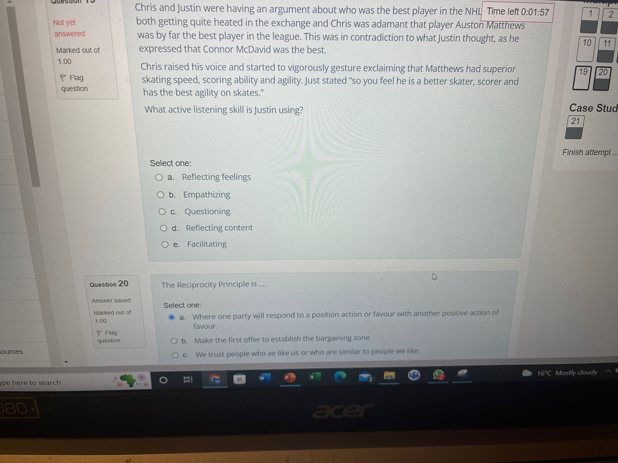 Bargaining Flag O b. Mutual Gains Bargaining 19 20 question O c.