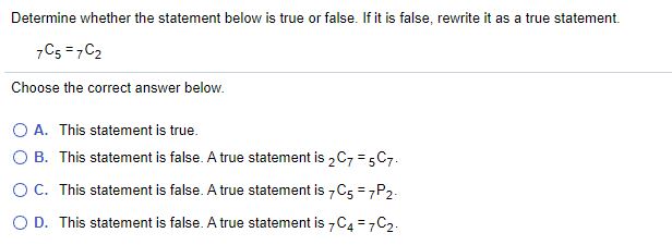  Determine whether the statement below is true or false. If it
