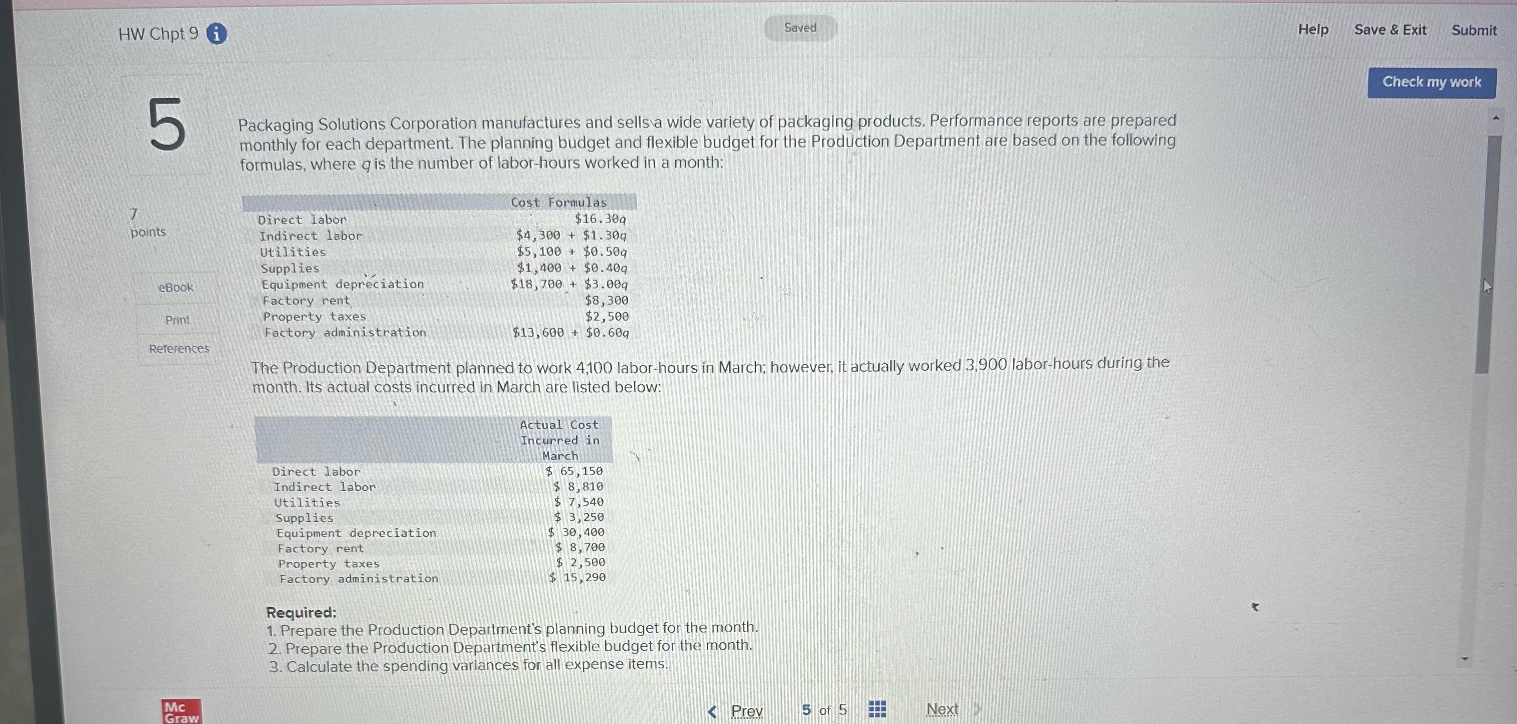 HW Chpt 9 i Saved Help Save & Exit Submit Check