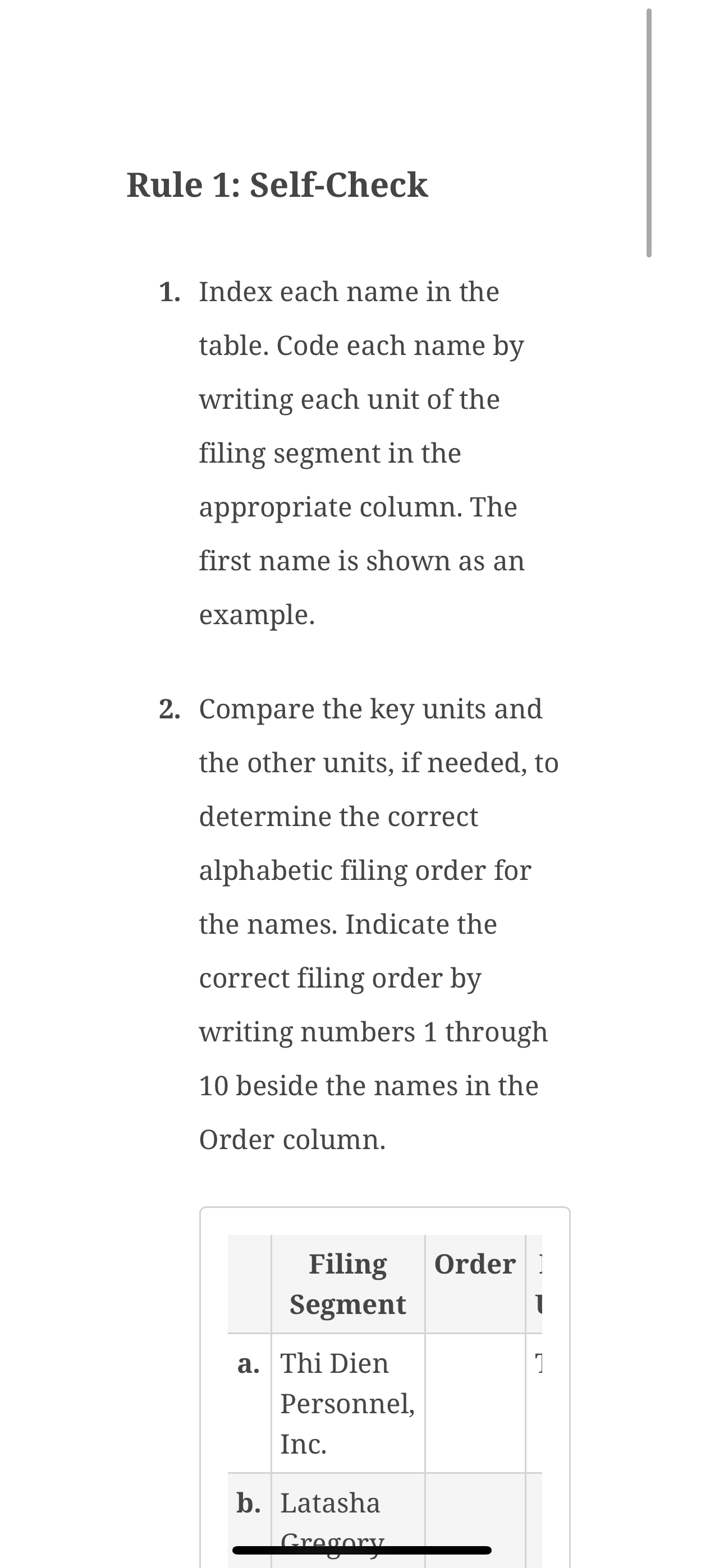  Rule 1: Self-Check Index each name in the table. Code each
