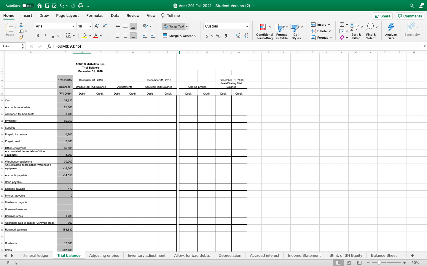 AutoSave OFF A AES- a Acct 201 Fall 2021 - Student