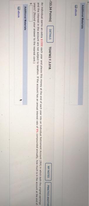  Additional Materials eBook _/33.34 points) DETAILS TEAFM2 F.3.018 MY NOTES PRACTICE