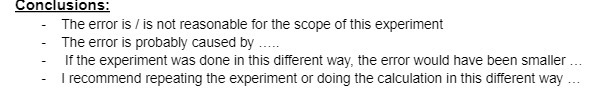 Conclusions: - The error is f is not reasonable for the