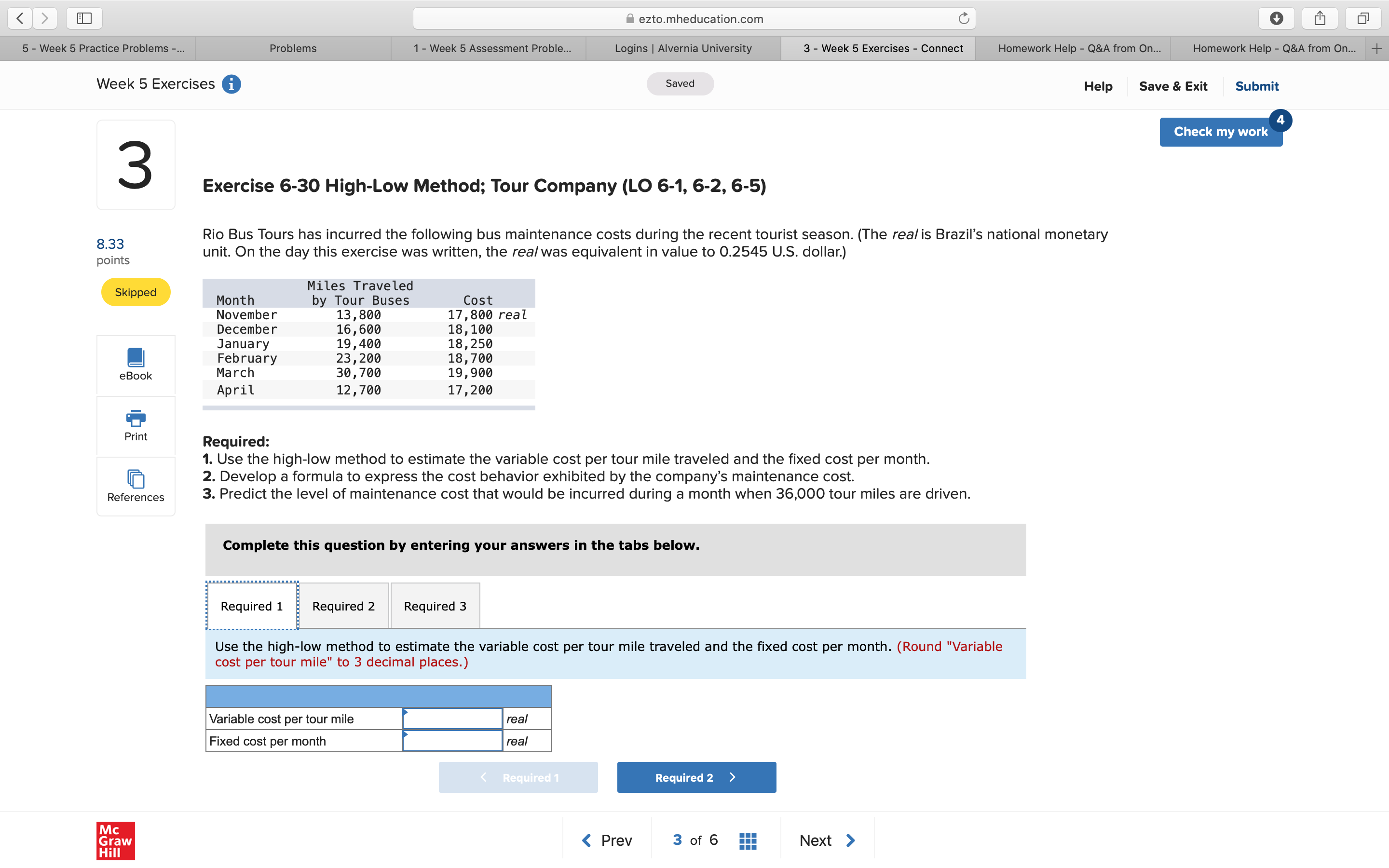  O ezto.mheducation.com C 5 - Week 5 Practice Problems -... Problems
