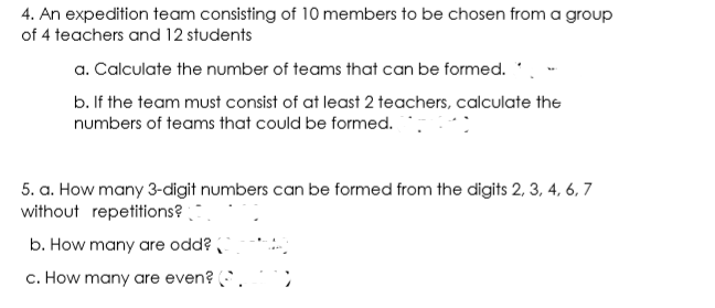 6. In a college graduating class of 100 students, 54 studied mathematics,