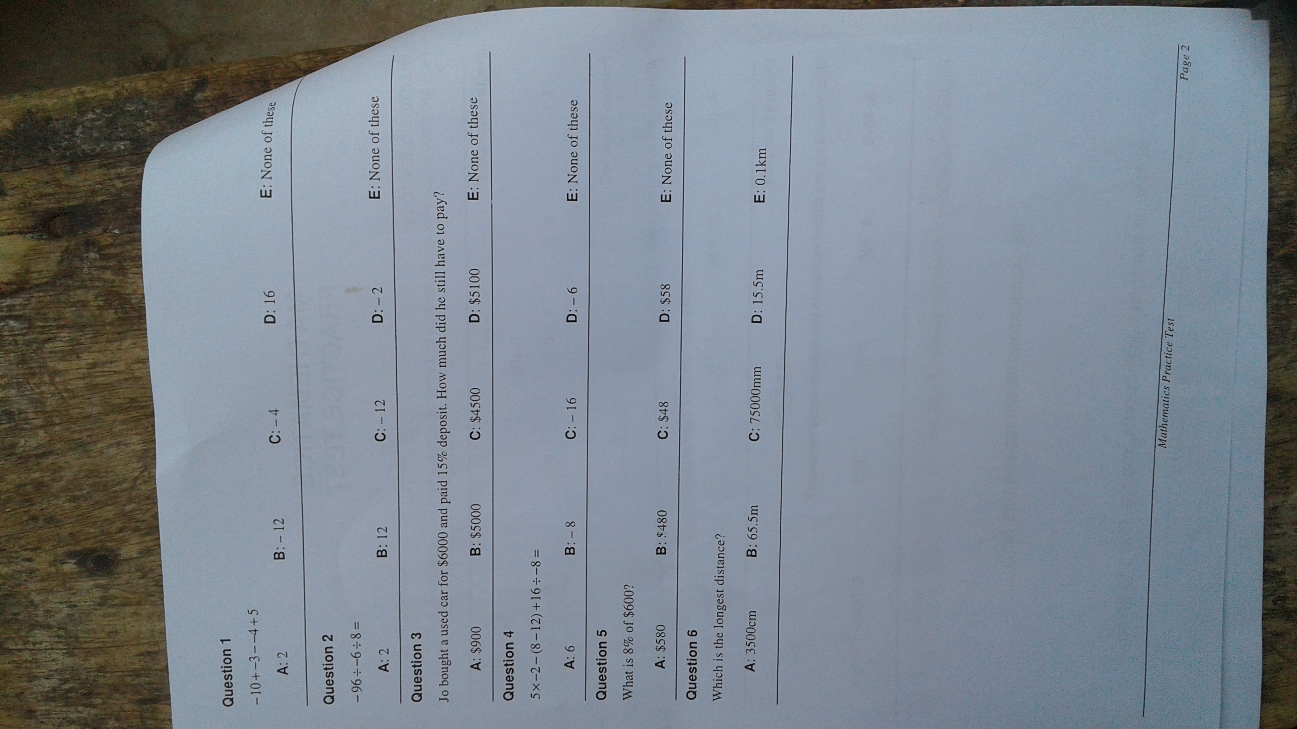 Please, i need a solution to this maths questions Question 1 -10+-3--4+5
