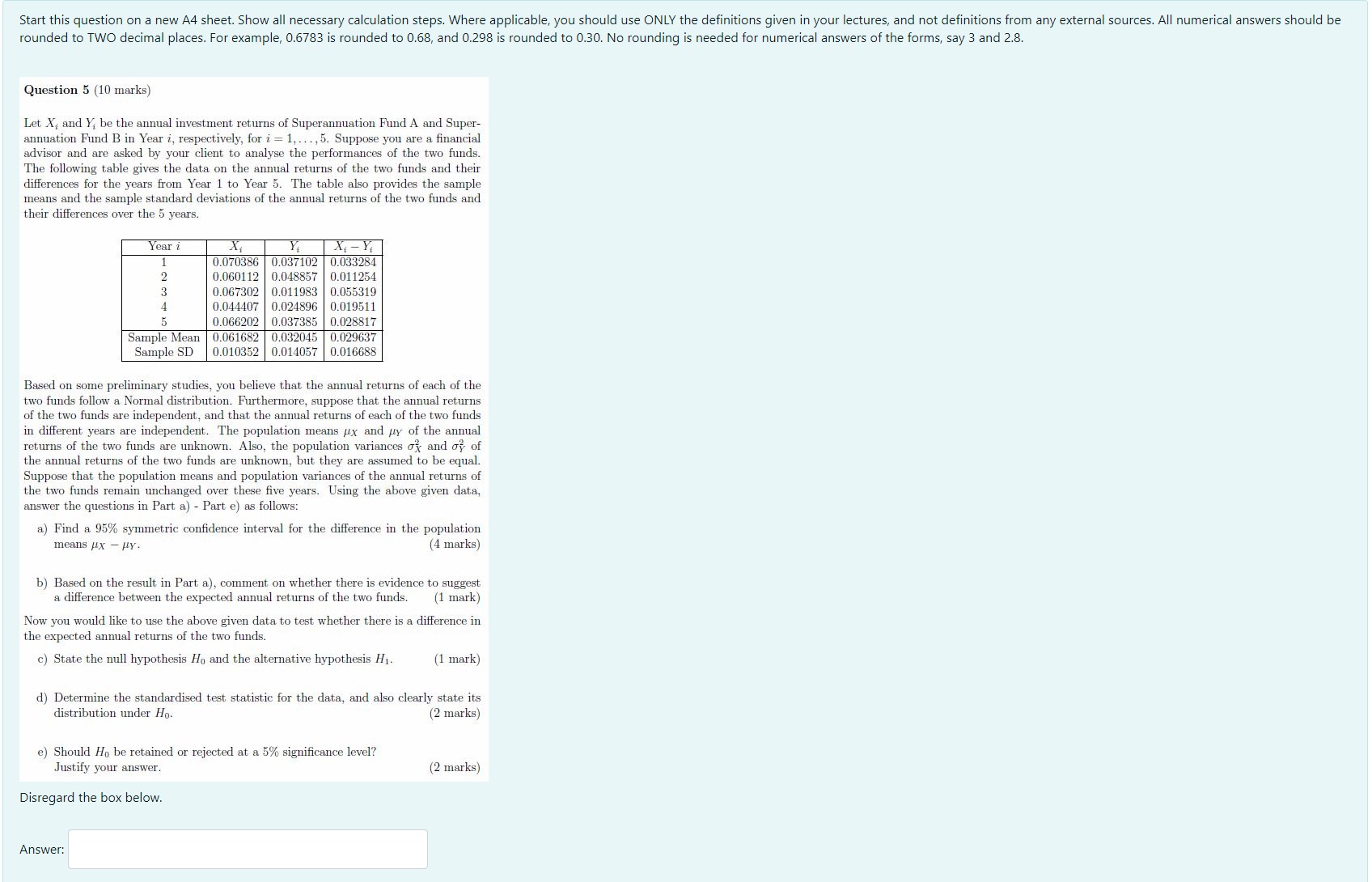 Start this question on a new A4 sheet. Show all necessary