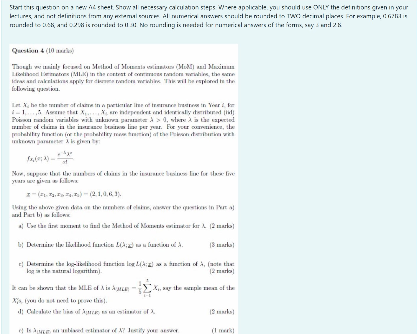 Start this question on a new A4 sheet. Show all necessary